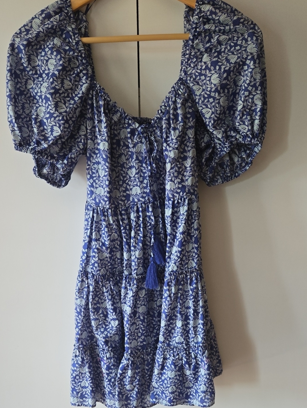 Zara Blue and White Floral Smocked Dress